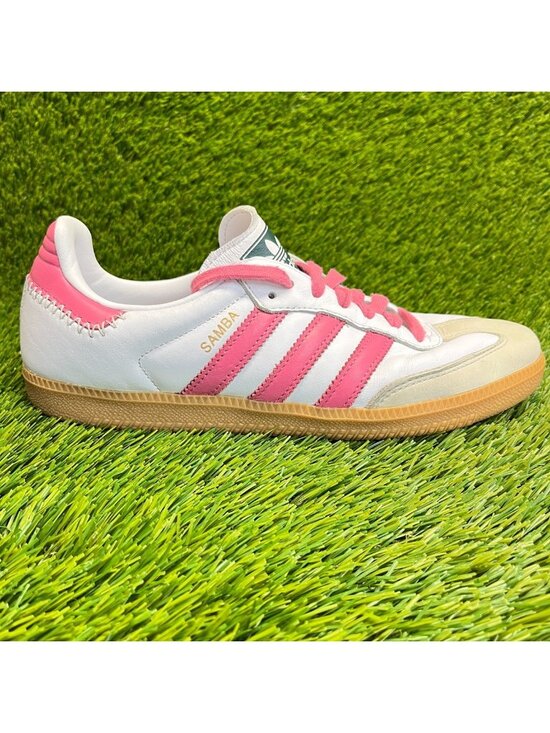 adidas Shoes - Adidas Samba OG Womens Size 9 White Pink Athletic Leather Walking Shoes Sneakers